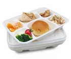 6 Compartment Bagasse Plates 12" (30cm) Biodegradable Section Dishes