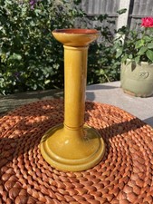 - Candle Stick Holder - Ceramic  Mustard & Brown - Aller Vale Devon Pottery