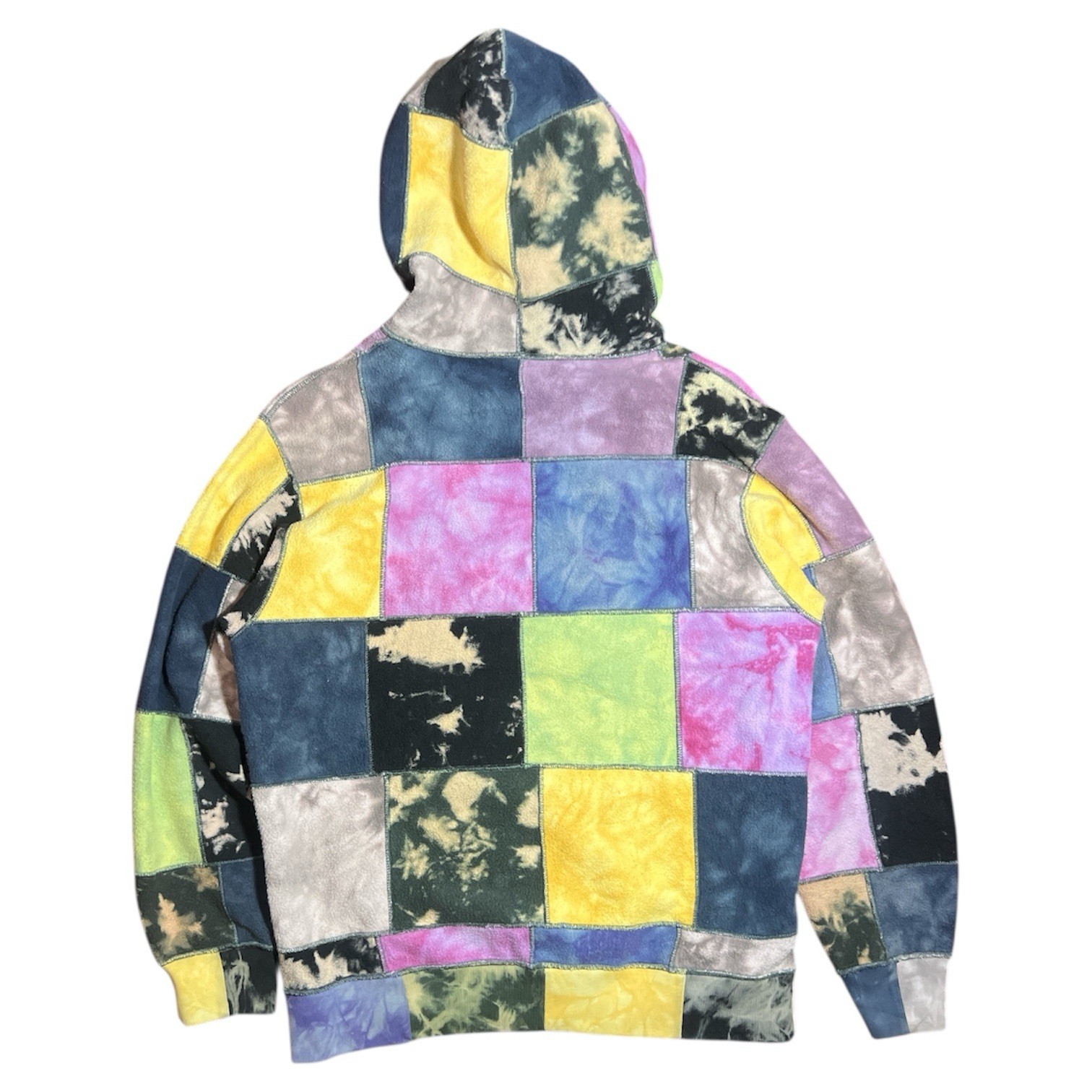 Supreme Mens Multicolor Patchwork Tie-Dye Hooded Sweatshirt Hoodie Size M image 2
