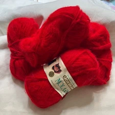 Vintage Lion Brand Yarn MOLAINE Italy Lot of 3+ Scarlet 83113  Mohair Look