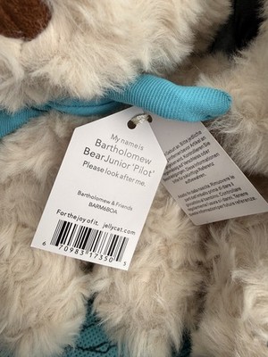 Jellycat Bartholomew Bear Junior Pilot Harrods Exclusive Brand New