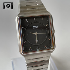 Rado 110.3138.4 Square US Stock Vintage Black Dial Quartz Mens Watch Exc 5