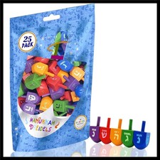 Multi-Colored Wooden Dreidels Hanukkah Game Spinning Top - Party Favor for Al...