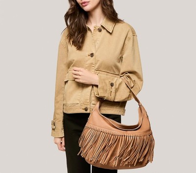 American Leather Co. Fringe Lilly Ziptop Hobo Nutmeg New