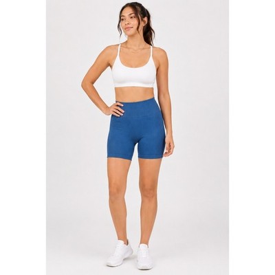 JoyLab Blue Ribbed High Rise Seamless Biker Athletic Shorts Size Small 4'' Inseam