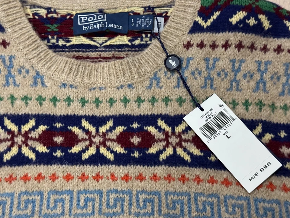 Suéter Polo Ralph Lauren Para Hombres Grande Fair Isle Jacquard Mezcla de Lana Vacaciones Foto 3 de 3