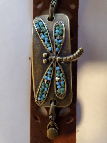 Leather Bracelet With Dragonfly Pendent - Picture 7 of 8