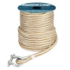 Made 3/8 Inch 100FT 150FT Gold/White Nylon Anchor Line Double Braided Anchor ...