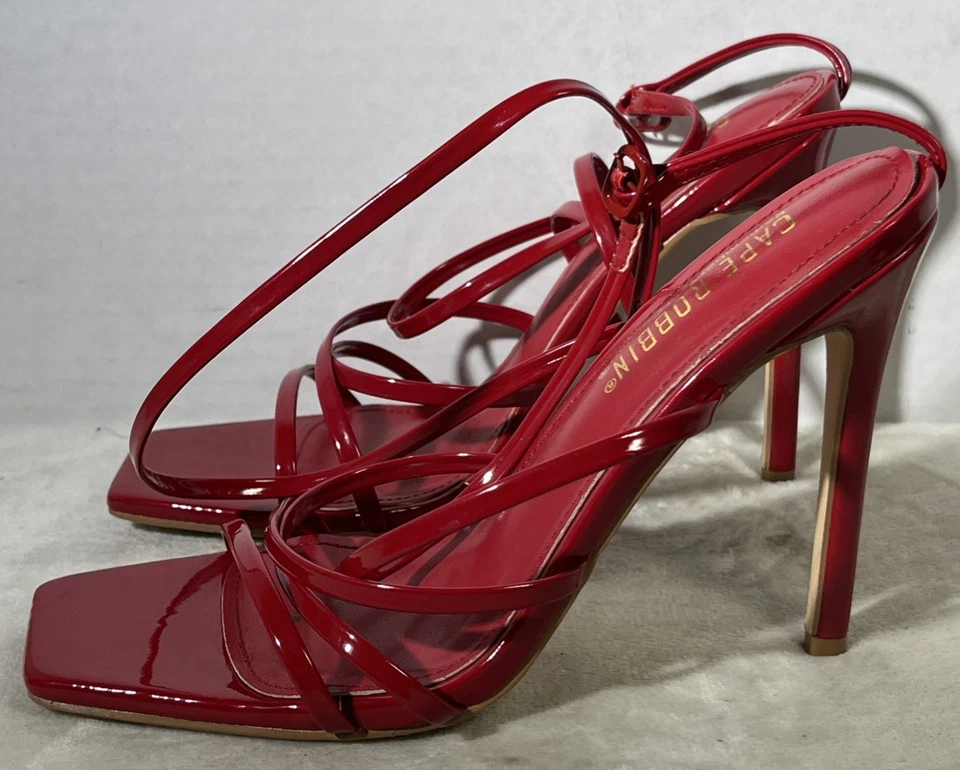 Sandálias salto agulha Cape Robbin Minnie M vermelho tiras femininas tamanho 7 AF71911-1 - Imagem 4 de 4