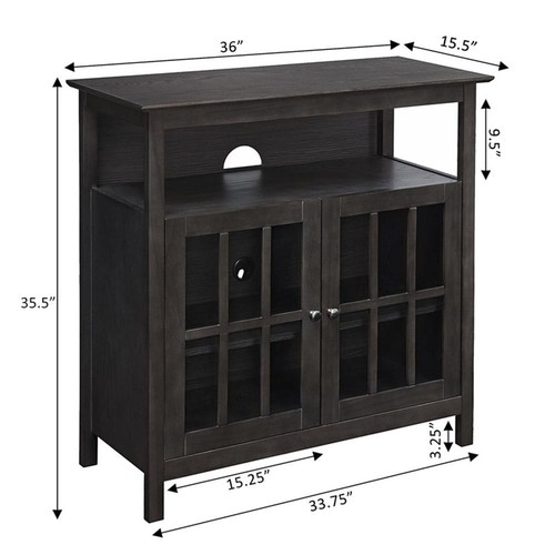 Pemberly Row traditioneller TV-Ständer aus Holz für Fernseher bis 36" in Schokolade - Bild 4 von 4