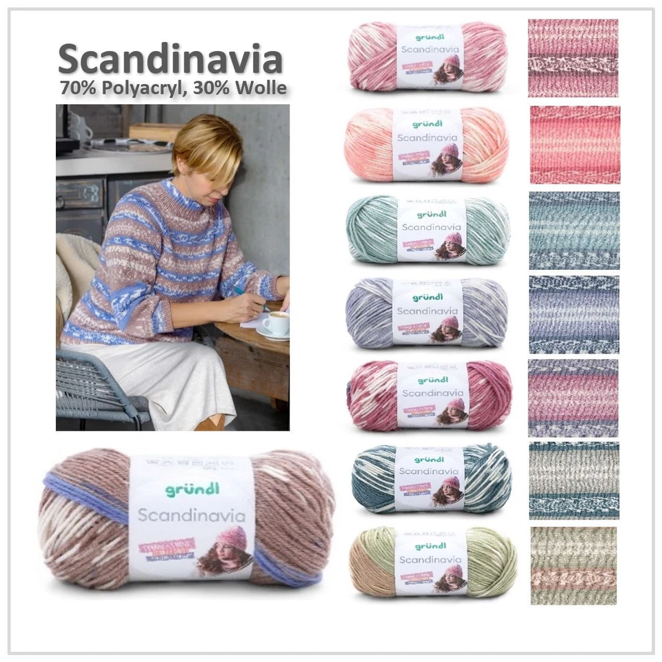 100g Gründl Scandinavia - Norwegermuster Wolle Garn Stricken Häkeln (49,50€/kg)