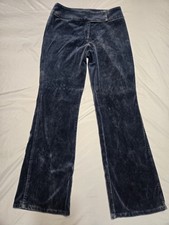 Vintage 90s MATCH Velour Pants Blue Boot Cut Made in USA Cotton Size 8 Retro