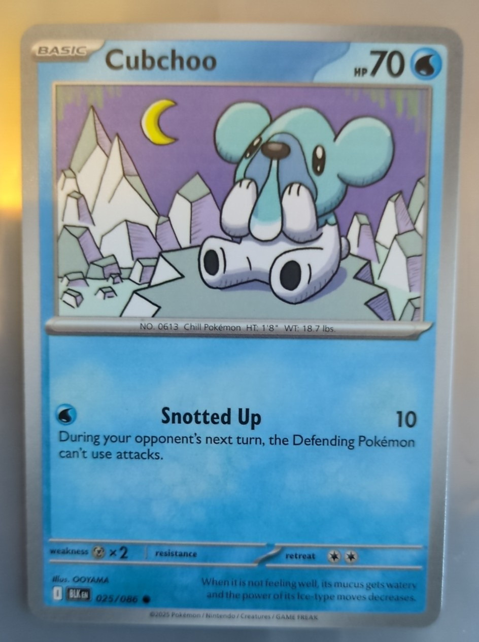 Pokémon TCG Cubchoo SV Black Bolt 025/086 Common Near Mint