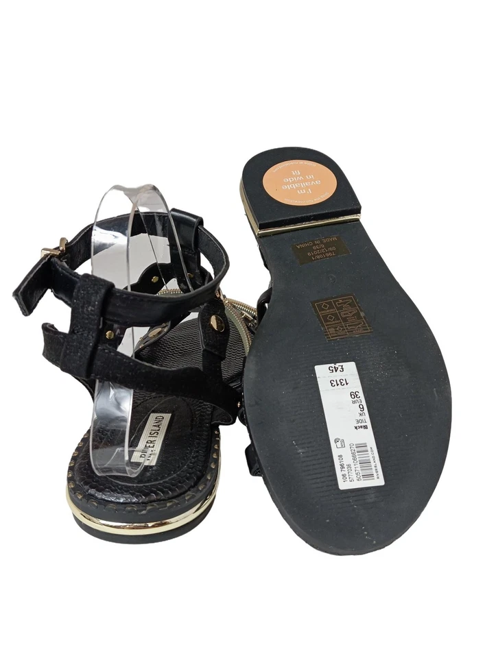 RIVER ISLAND Sandales confort Dames Sandales T EU 39 noir-doré style décontracté - Photo 2/4