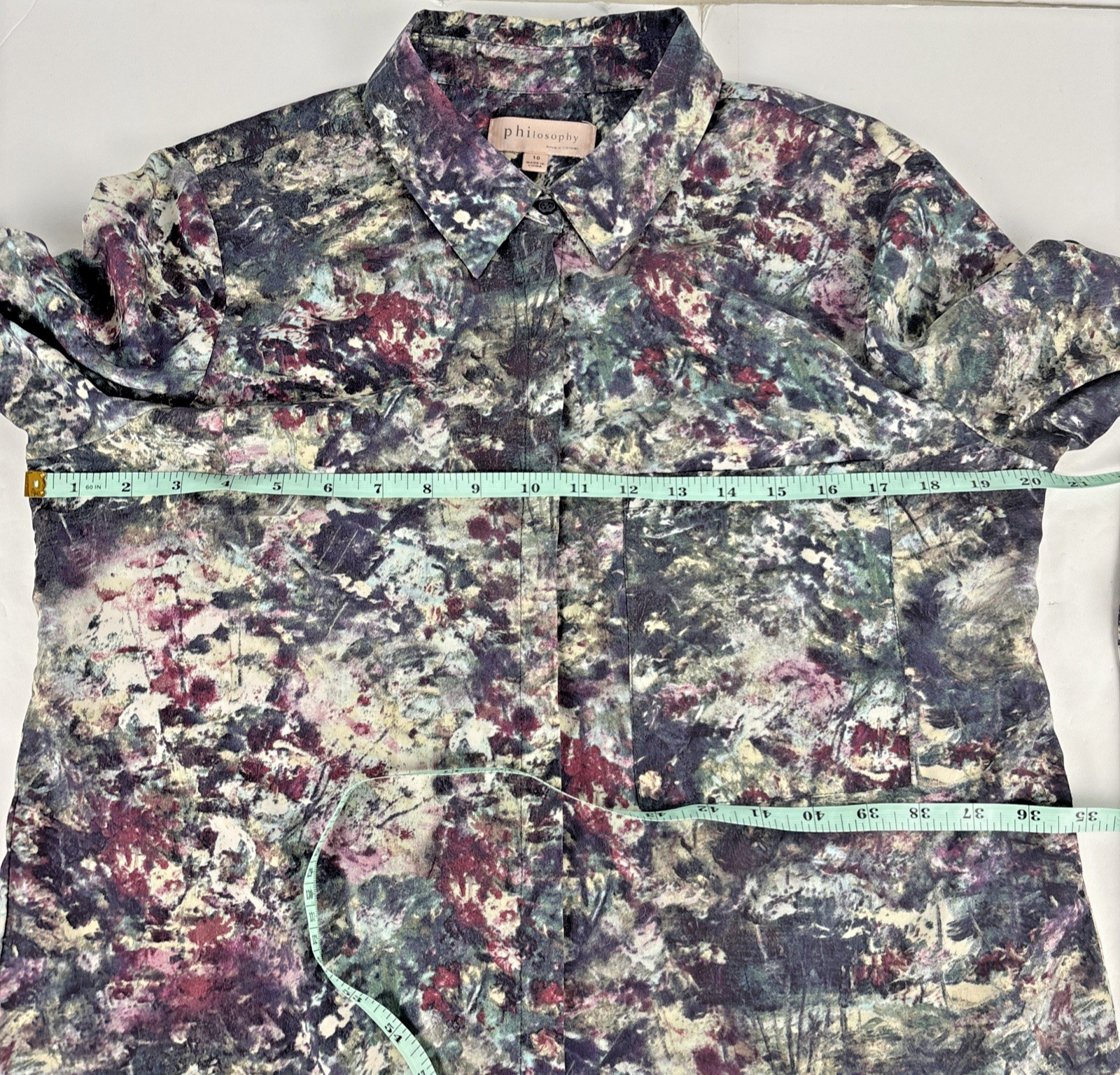 Philosophy Abstract Print Button Front Blouse Top… - image 6