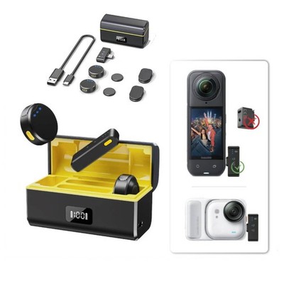 Wireless Microphone Set For Insta360 X5/GO Ultra Camera Mic Audio USB-C Receiver