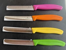 VICTORINOX Swiss Made 4.3" Blade Paring Knife - Serrated With Round Tip - 4-Pack