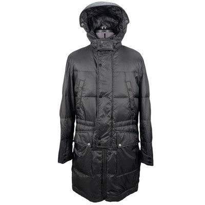 Hugo Boss BLADO1 Mens Black Down Parka Coat UK 40 Medium Long Hooded Real Down