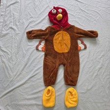 Toddler Little Turkey Costume Plush Hooded Fleece Jumpsuit Zipper