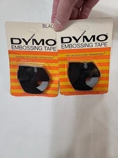 LOT OF 2 VINTAGE 1971 DYMO Black Embossing Tape; Catalog No. 7291; 3/8"x144"