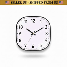 Small Wall Clock 8 Inch Silent Non Ticking Battery Operated Clock, Square Analog