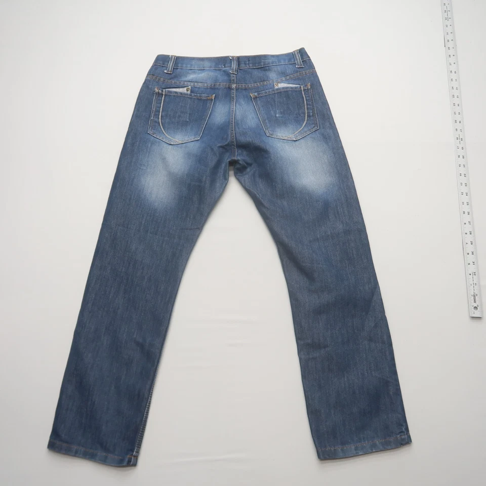 Pantalones de mezclilla y tela de papel para hombre Y2K pierna recta talla 34 x 32 lavado oscuro Foto 3 de 4