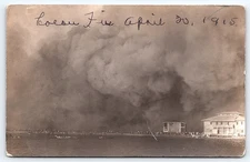 VINTAGE REAL PHOTO POSTCARD OLD PHOTOGRAPH PICTURE CITY FIRE SMOKE COLON PANAMA