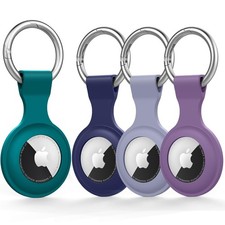 4 Pack for Airtag Holder Case with Keychain, Soft Silicone Airtags 4Pack A