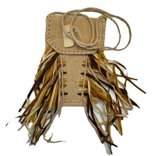 NWT Noi Tan Fringe Medicine Bag Western Cowgirl Travel Suede Look And Feel