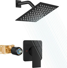 Shower Faucet Set with Valve Stainless Steel Rainfall Shower System Wall Mount