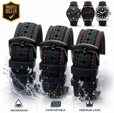 Universal Silicone Watch Band Strap Rubber Waterproof Men's Black 19-24MM Hoop