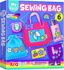 Animal Sewing Bag Kit for Kids 5+ Years, 6 DIY Projects (Handbag, Pouch, Card Ho