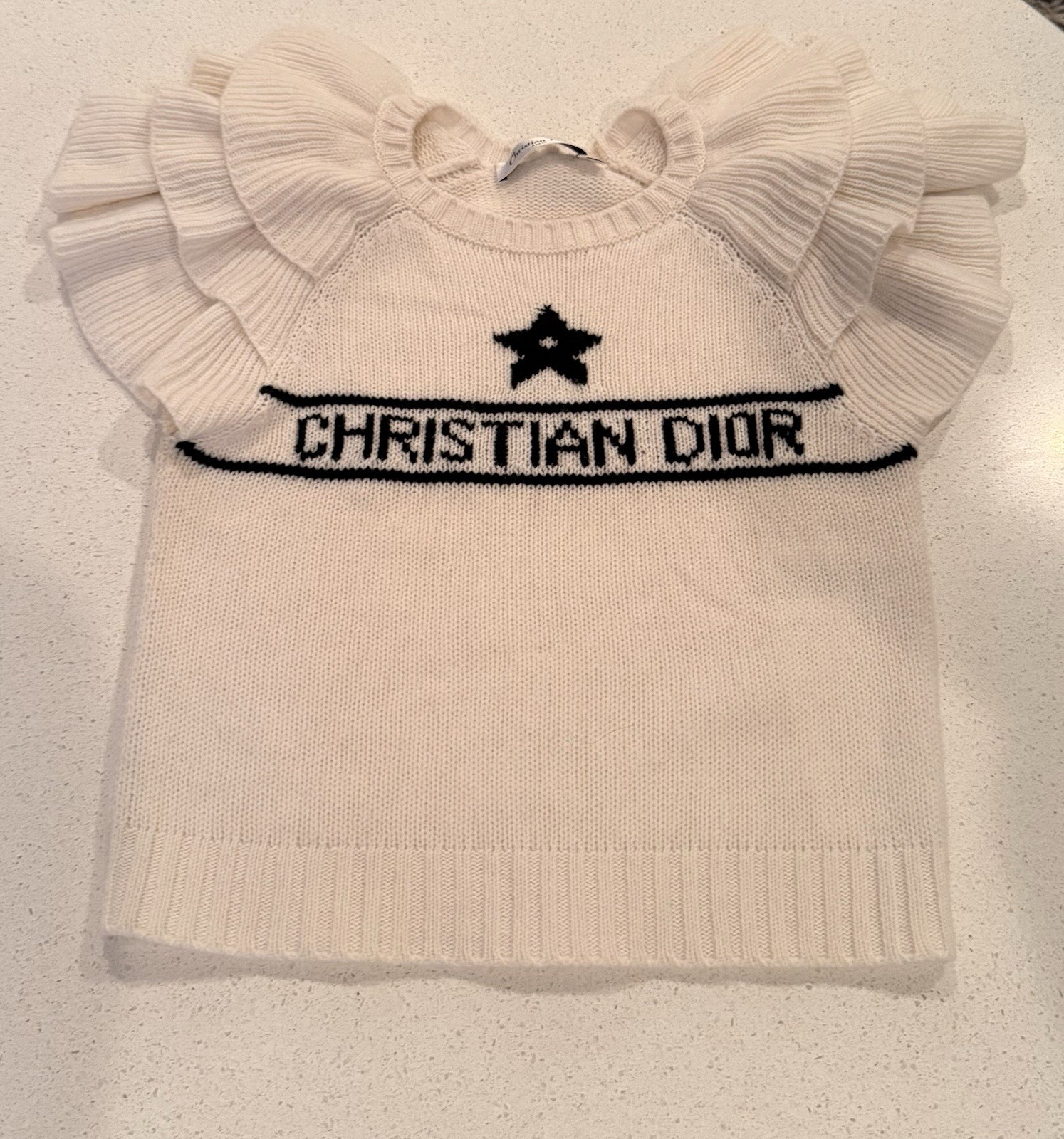 CHRISTIAN DIOR Cashmere Short Sleeve Knit Sweater