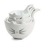 White Ceramic Cat Measuring Cups: Set of Cat Shaped Bowls - 1 Cup, 1/2 Cup, 1...
