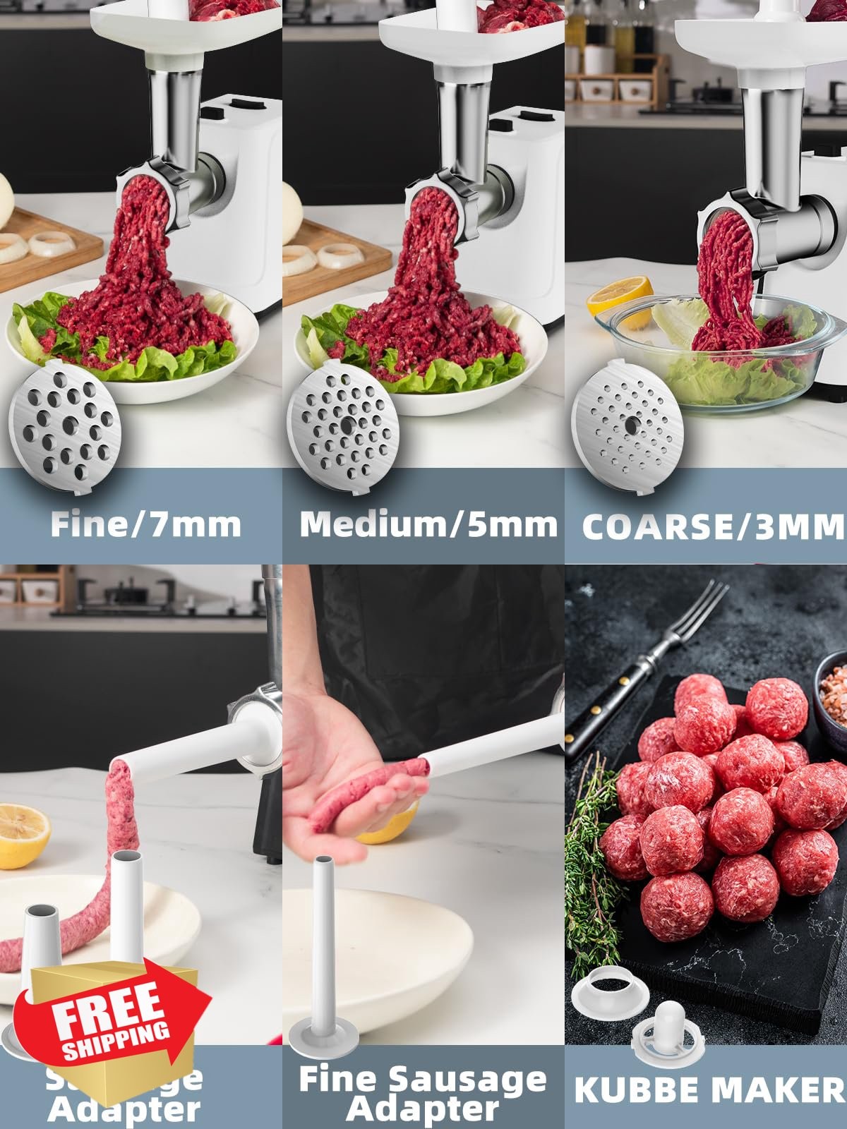 2500W Electric Meat Grinder Sausage Stuffer Mincer White