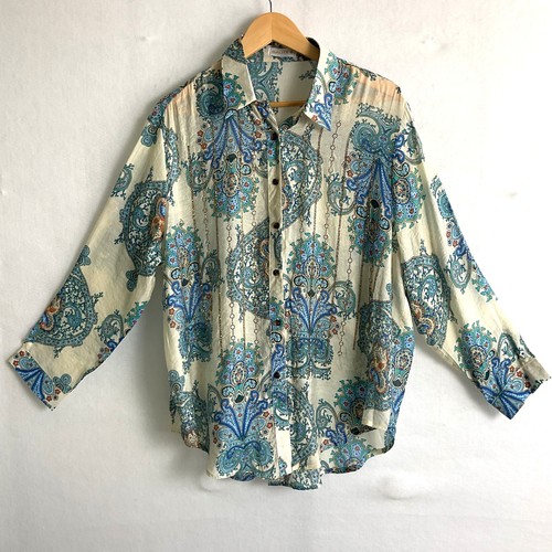 Camicia donna Galita elegante con bottoni stampa paisley paillettes - Foto 2 di 9
