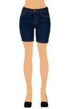 High Waist Stretch Bermuda Shorts DK. NAVY SW-7095