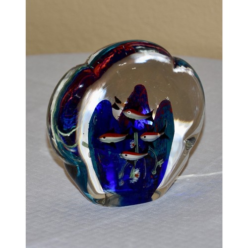 Murano Double Sided Fish Under the Sea Aquarium Paperweight Italy 1960's - Picture 2 of 5