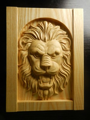 wood carved lion