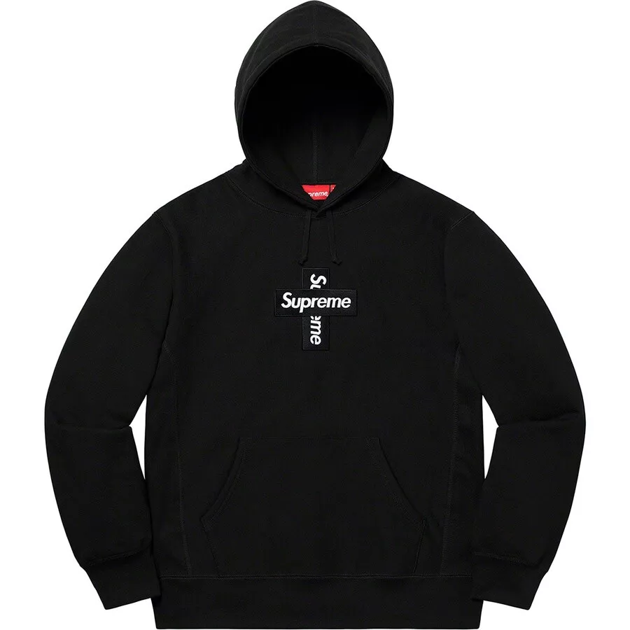 Supreme Cross Box Logo Hooded Sweatshirt Black Men's - FW20 - US