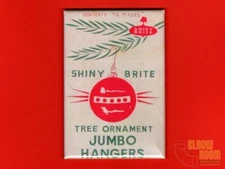 Shiny Brite Christmas tree ornament hangers vintage box art 2x3" fridge magnet