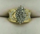 2Ct Round Lab-Created Diamond Cluster Wedding Womens Ring 14K Yellow Gold Plated