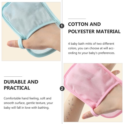 4 Stück Luffa Mitt Shower Badehandschuh Peelinghandschuhe Körper Babyparty Handschuhe - Bild 2 von 12