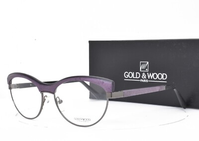 GOLD and WOOD Eyeglasses Violet Purple Gunmetal MONA 03 54-16-130 Brand New