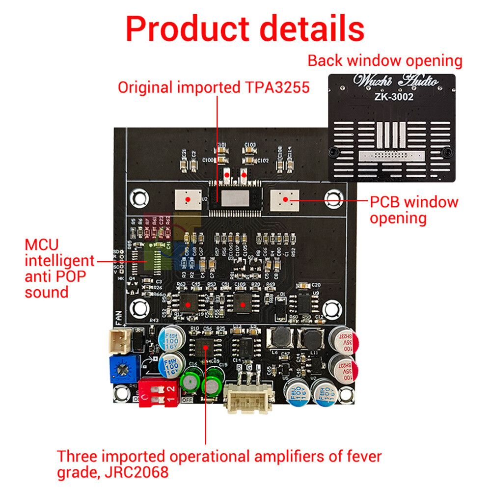 ZK-3002 Digital Rear Stage Amplifier Board TPA3255 Stereo Dual