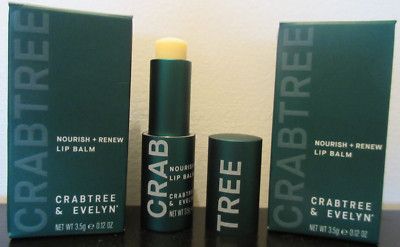 Lot of 2 Crabtree & Evelyn Nourish & Renew LIP BALM 0.12 oz each