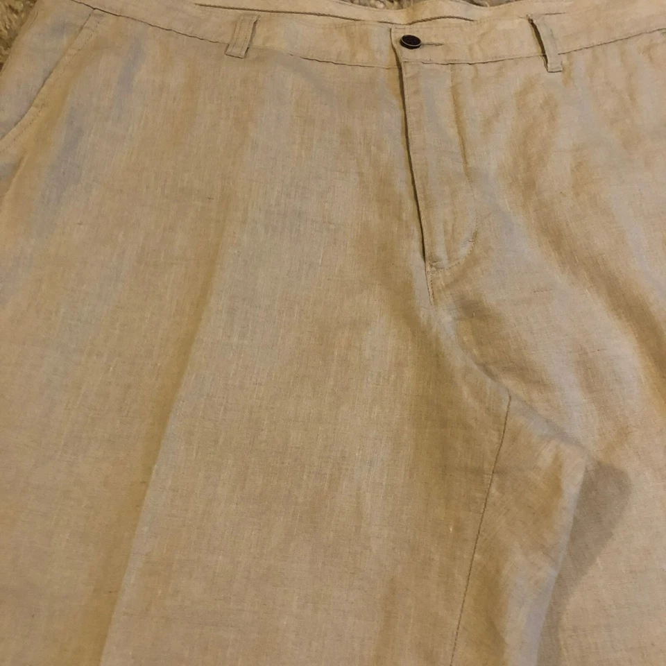 Tasso Elba 100% 亚麻米色平底男式短裤尺寸 38 轻便 — 第 2/4 张图片