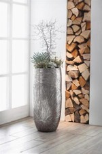 Übertopf Blumentopf silber 72 cm hoch, Pflanztopf Pflanzkübel Garten Balkon