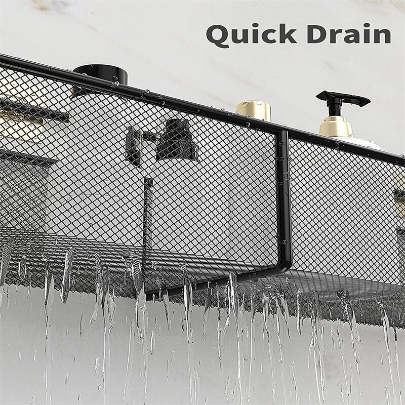 Shower Caddy Shelf Accessories Modern Matte Black Bathroom Corner