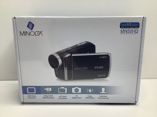New Sealed Minolta MN50HD 1080p Full HD 20MP Camcorder BLACK 8X Digital Zoom